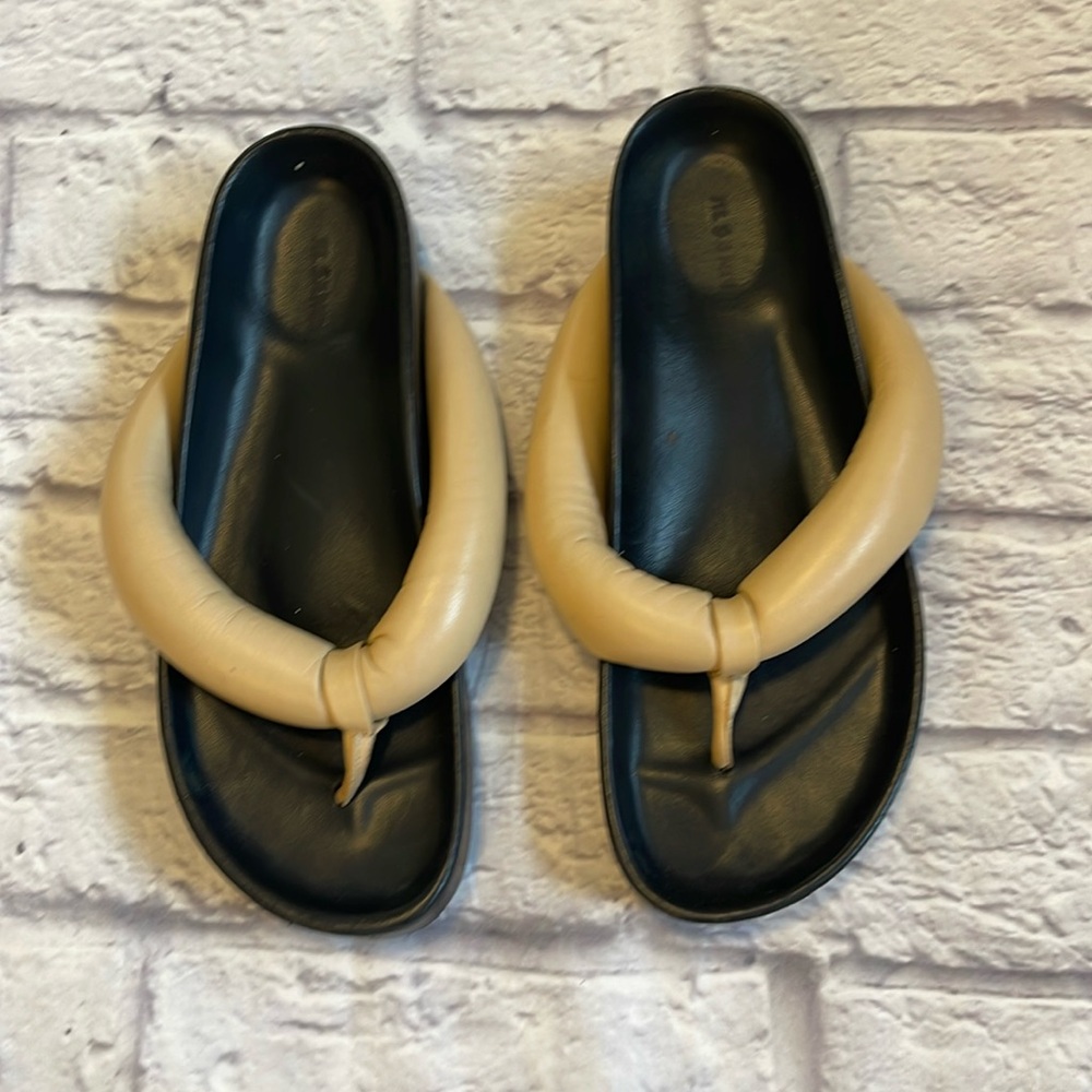 Jil Sander Size 39 Black and tan leather chunky sandals